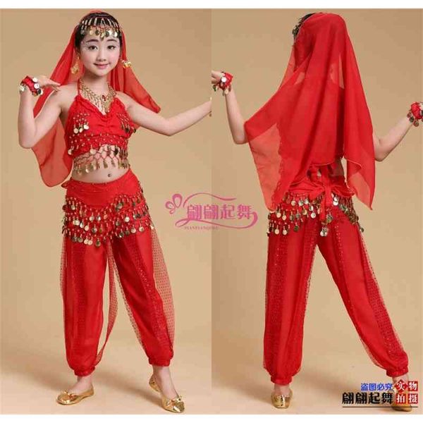 new belly practice clothes, children's national indian dance stage performance clothes, Black;white
new belly practice clothes, children's national indian dance stage performance clothes, Black;white