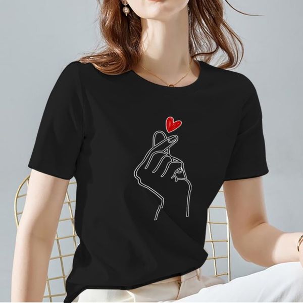 women's t-shirt women tee black all-match casual ladies t-shirts o neck love heart pattern print commuter short sleeve clothing, White
women's t-shirt women tee black all-match casual ladies t-shirts o neck love heart pattern print commuter short sleeve clothing, White