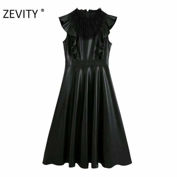 zevity women lace patchwork casual pu leather a line dress female sleeveless ruffles vestido chic back zipper dresses ds4437 210603, Black;gray
zevity women lace patchwork casual pu leather a line dress female sleeveless ruffles vestido chic back zipper dresses ds4437 210603, Black;gray