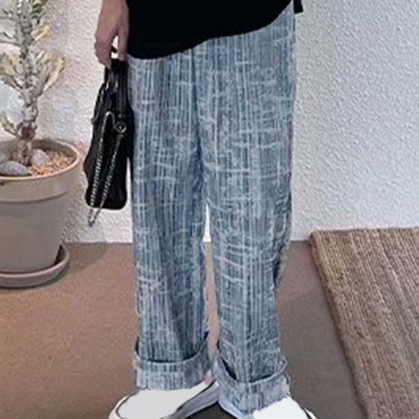 men's jeans straight fashion loose pattern casual cylinder pants trousers male hip- streetwear trouser #01, Blue
men's jeans straight fashion loose pattern casual cylinder pants trousers male hip- streetwear trouser #01, Blue
