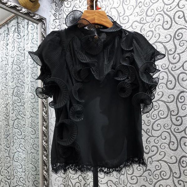 women's polos casual white blouse for women stand collar short sleeve patchwork lace ruffle shirt female fashion clothing
women's polos casual white blouse for women stand collar short sleeve patchwork lace ruffle shirt female fashion clothing
