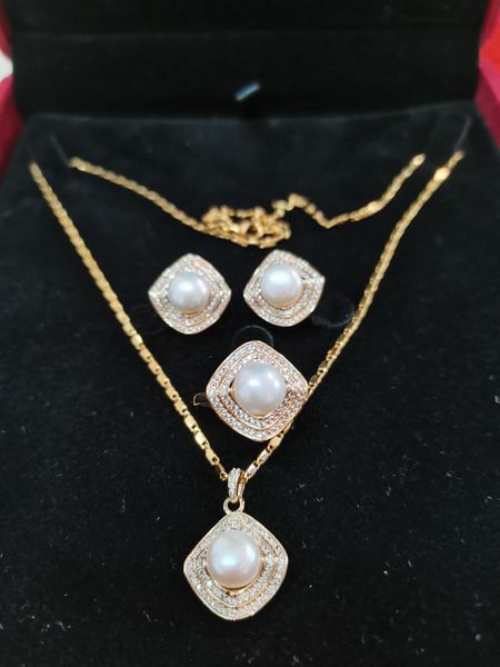earrings & necklace noble atmosphere women's white freshwater pearl pendant ring set micro inlay zircon square accessory fashion jewelr, Silver
earrings & necklace noble atmosphere women's white freshwater pearl pendant ring set micro inlay zircon square accessory fashion jewelr, Silver