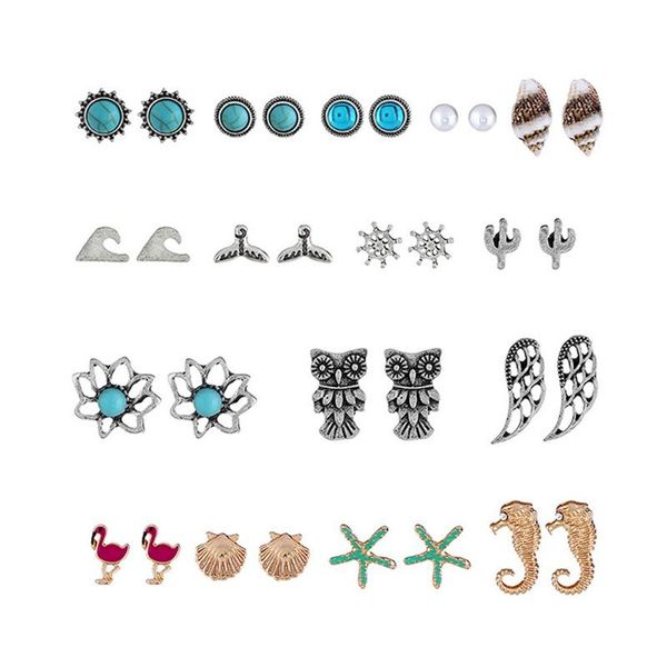 stud laamei 2021 4-18 pairs/set retro geometric folk bohemia style earrings alloy pine stone cartoon pattern jewelry accessories, Golden;silver
stud laamei 2021 4-18 pairs/set retro geometric folk bohemia style earrings alloy pine stone cartoon pattern jewelry accessories, Golden;silver