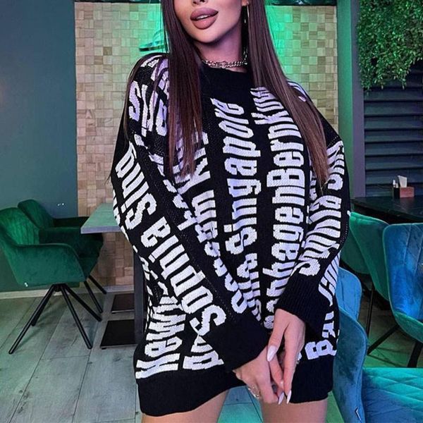 women's sweaters ladies knited sweater all-match letter print o neck soft mini dress female fashion casual warm long sleeve loose pullo, White;black
women's sweaters ladies knited sweater all-match letter print o neck soft mini dress female fashion casual warm long sleeve loose pullo, White;black