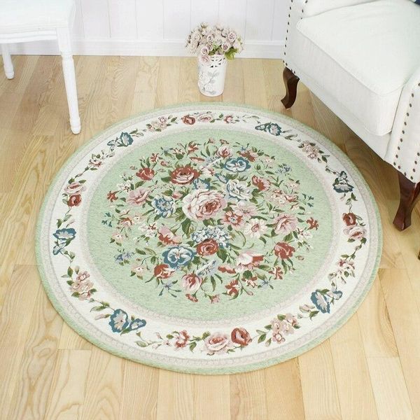 carpets 120cm green pastoral style round for living room home bedroom rugs computer chair area rug sofa mat