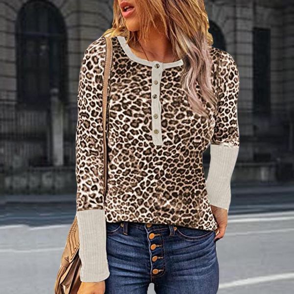 women's t-shirt leopard patchwork vintage t shirt womens long sleeve v-neck tunic front button basic camiseta mujer tshirt women, White
women's t-shirt leopard patchwork vintage t shirt womens long sleeve v-neck tunic front button basic camiseta mujer tshirt women, White