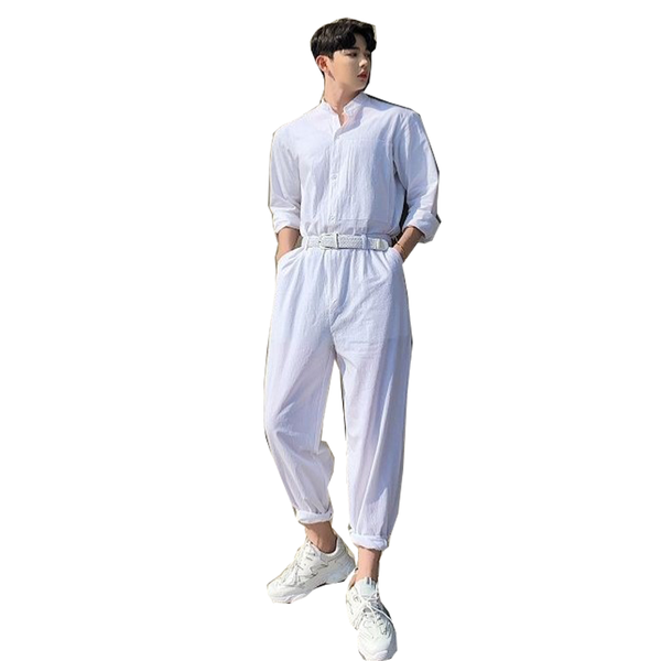 men's pants monos blancos holgados de lino y algodón para hombre, camisa manga larga con cuello levantado, pantalones calle espec, Black
men's pants monos blancos holgados de lino y algodón para hombre, camisa manga larga con cuello levantado, pantalones calle espec, Black