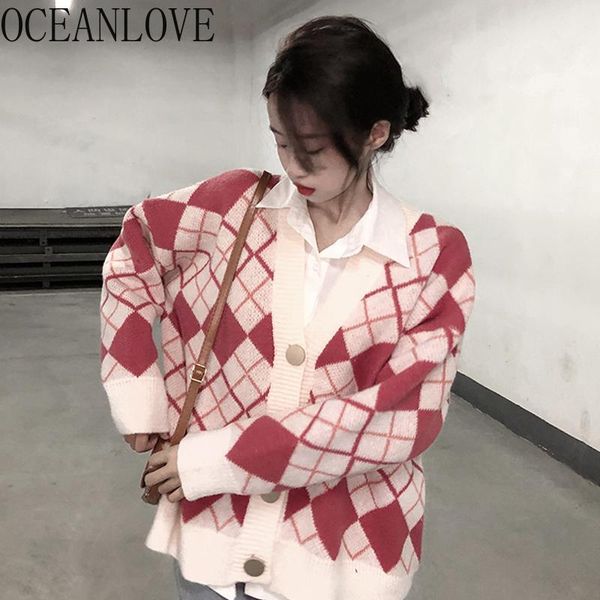 women's knits & tees oceanlove chaqueta mujer argyle v neck preppy style loose autumn cardigans korean fashion ins retro winter sweater, White
women's knits & tees oceanlove chaqueta mujer argyle v neck preppy style loose autumn cardigans korean fashion ins retro winter sweater, White