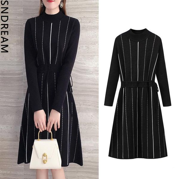 casual dresses autumn and winter plus size solid color round neck a-line striped slim mid-length knitted dress, Black;gray
casual dresses autumn and winter plus size solid color round neck a-line striped slim mid-length knitted dress, Black;gray