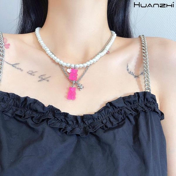 pendant necklaces huanzhi 2021 colorful transparent acrylic resin bear pearl double layer clavicle necklace for women girls party jewelry gi, Silver
pendant necklaces huanzhi 2021 colorful transparent acrylic resin bear pearl double layer clavicle necklace for women girls party jewelry gi, Silver