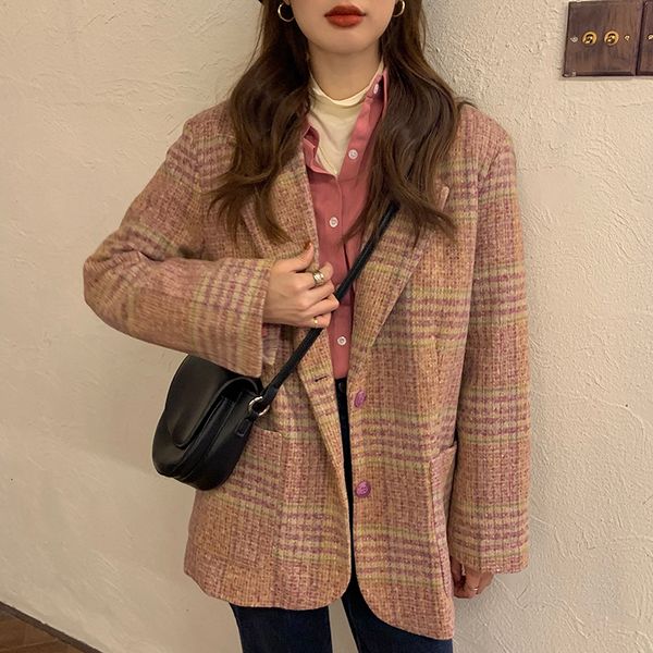 new gentle plaid streetwear ol woolen 2021 jackets all match geometric women chic korean female outwear blazers vintage coats cdhz, White;black
new gentle plaid streetwear ol woolen 2021 jackets all match geometric women chic korean female outwear blazers vintage coats cdhz, White;black