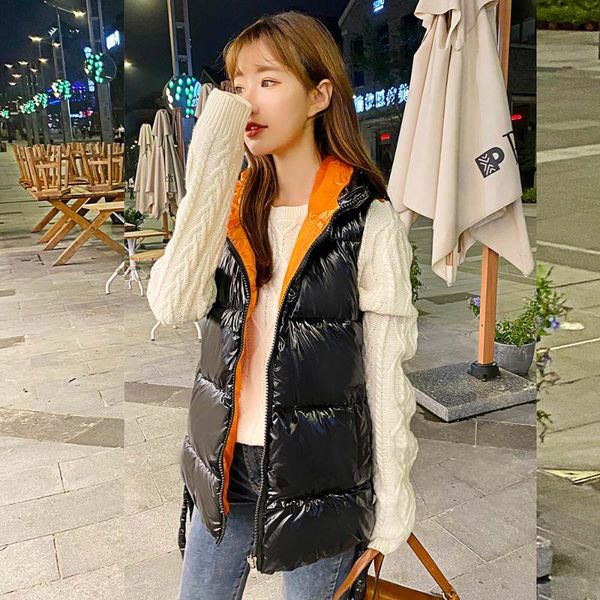 women's vests winter vest women waistcoat fad female sleeveless jacket spliced lining hooded warm shinny short outwear loose zipper, Black;white
women's vests winter vest women waistcoat fad female sleeveless jacket spliced lining hooded warm shinny short outwear loose zipper, Black;white