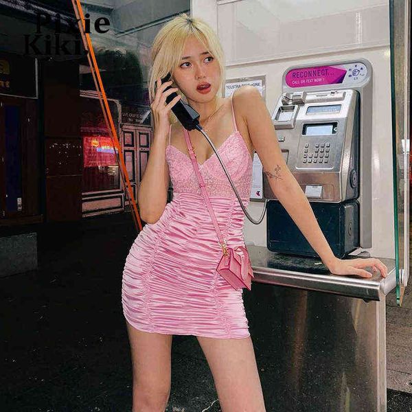 pink lace satin summer dresses for women 2022 cute ruched strap mini bodycon dress kawaii clothes p98-de14 y220304, Black;gray
pink lace satin summer dresses for women 2022 cute ruched strap mini bodycon dress kawaii clothes p98-de14 y220304, Black;gray