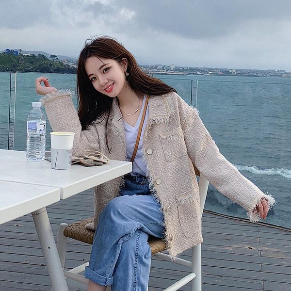 women's jackets autumn winter women vintage korean tassel coat single breasted outerwear office lady loose casual elegant short jacket, Black;brown
women's jackets autumn winter women vintage korean tassel coat single breasted outerwear office lady loose casual elegant short jacket, Black;brown