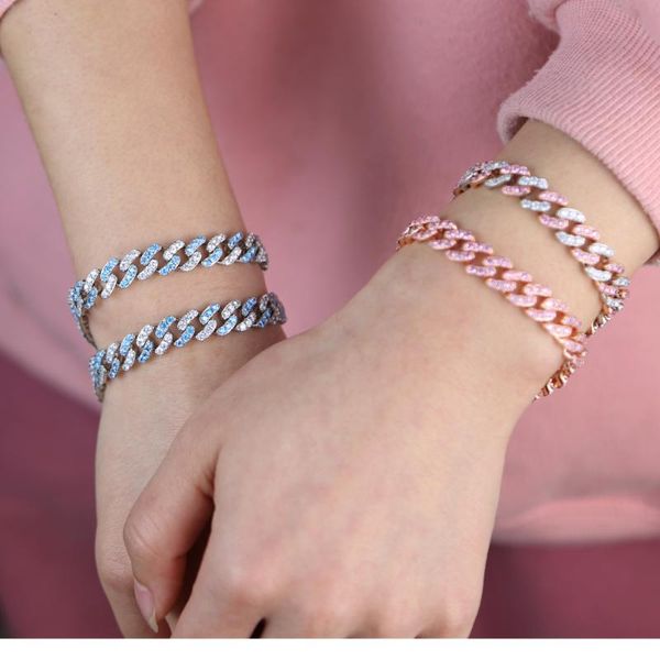 link, chain 10mm width pink pinky blue white sparking cubic zirconia cz miami cuban link bracelet for women girl jewelry 17cm 19cm, Black
link, chain 10mm width pink pinky blue white sparking cubic zirconia cz miami cuban link bracelet for women girl jewelry 17cm 19cm, Black