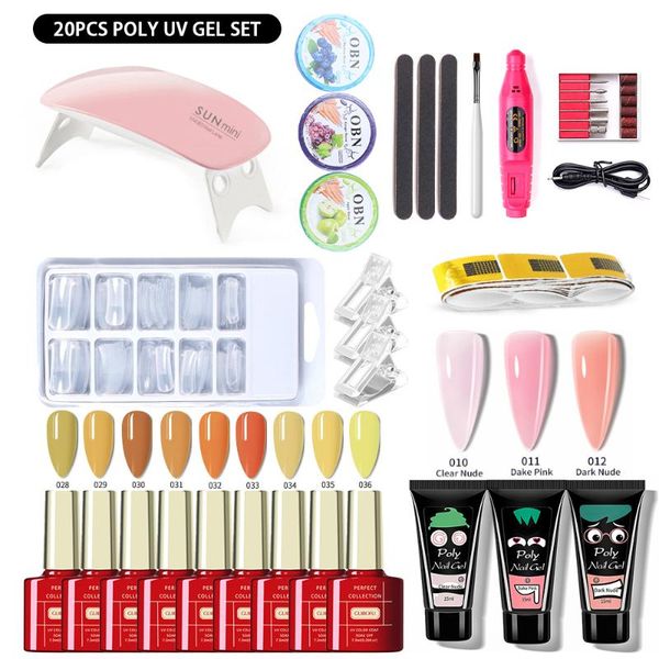 nail art kits 9/20pcs poly uv gel manicure extension kit glitter polish all for set 6w led lamp tools
nail art kits 9/20pcs poly uv gel manicure extension kit glitter polish all for set 6w led lamp tools
