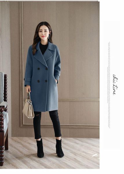 women's wool & blends blue winter long coat outerwear trench korean cashmere female loose warm clothes windbreaker jackets ldl1, Black
women's wool & blends blue winter long coat outerwear trench korean cashmere female loose warm clothes windbreaker jackets ldl1, Black
