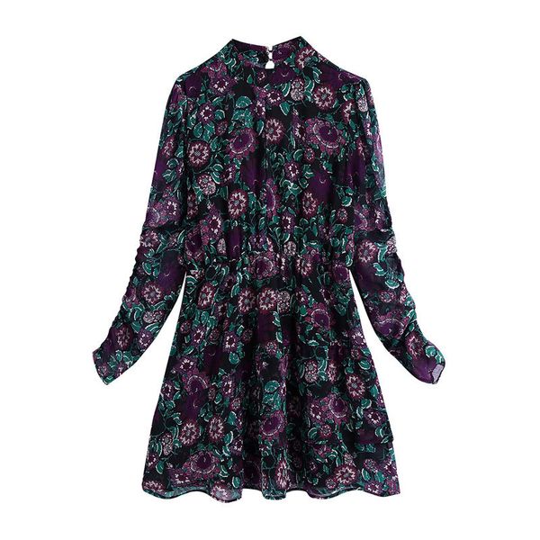 2021 new women draped flower print vintage long sleeve females mini es vestidos t1xf, Black;gray
2021 new women draped flower print vintage long sleeve females mini es vestidos t1xf, Black;gray