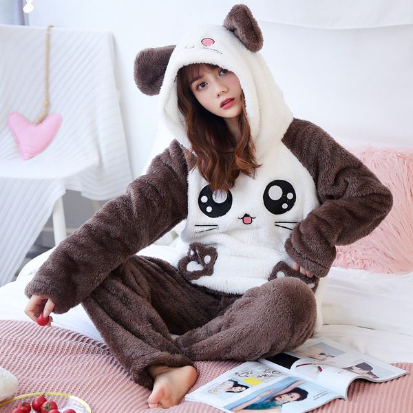 july's song winter flannel animal pajamas set women's sleepwear thick plush cartoon soft cute girl plus velvet homewear, Black;red
july's song winter flannel animal pajamas set women's sleepwear thick plush cartoon soft cute girl plus velvet homewear, Black;red