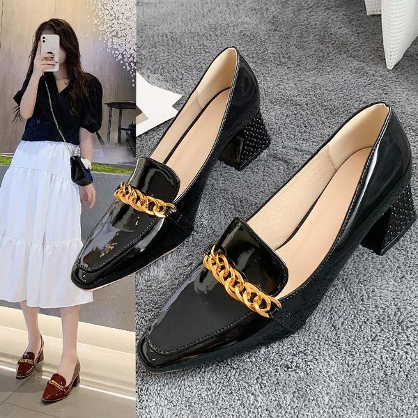 dress shoes 2021 net red chain square head thick heel high wrap toe women wear fashion lazy muller sandals, Black
dress shoes 2021 net red chain square head thick heel high wrap toe women wear fashion lazy muller sandals, Black