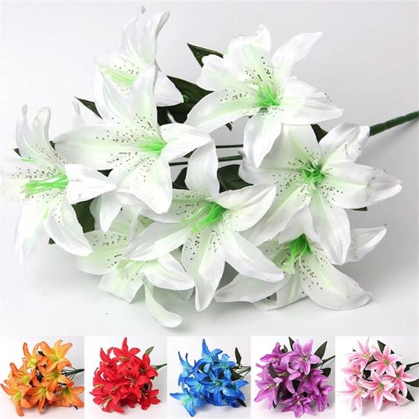 decorative flowers & wreaths 10 heads silk flower artificial lily european multicolor fake bridal bouquet wedding home party decoration
decorative flowers & wreaths 10 heads silk flower artificial lily european multicolor fake bridal bouquet wedding home party decoration