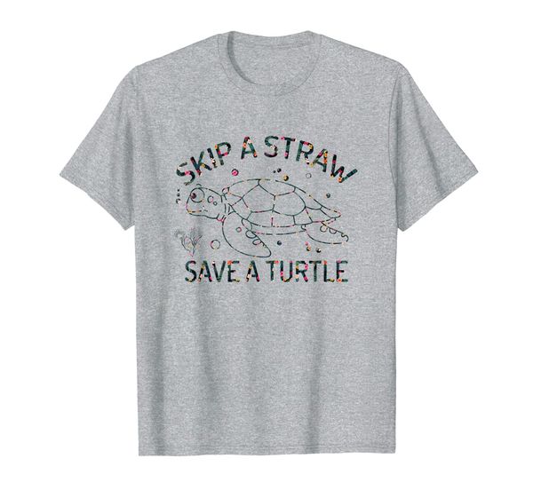 skip a straw save a turtle shirt, White;black