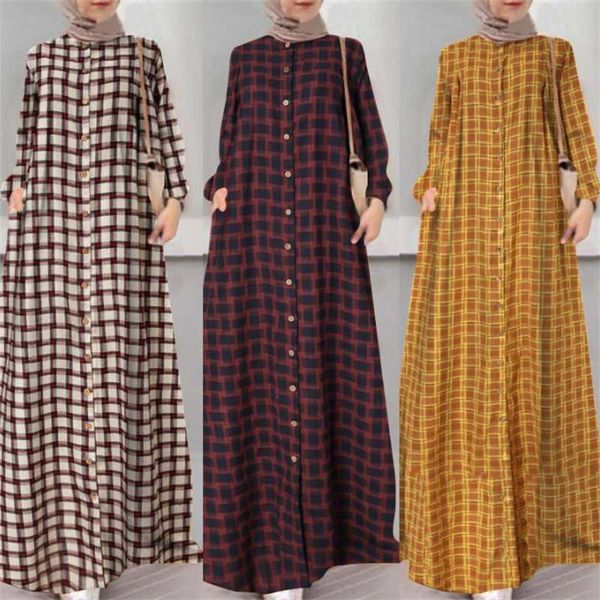 ethnic clothing 2021 muslim traditional plaided long sleeve loose abayas for women turkish dress buttoned up casual elegant comfy plus size, Red
ethnic clothing 2021 muslim traditional plaided long sleeve loose abayas for women turkish dress buttoned up casual elegant comfy plus size, Red