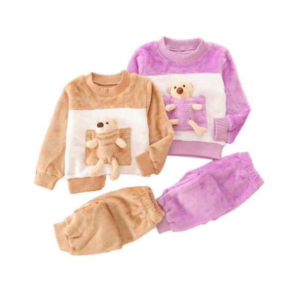clothing sets children's bear suit plus velvet thickening to keep warm fashionable and cute round neck inside outside wear, White
clothing sets children's bear suit plus velvet thickening to keep warm fashionable and cute round neck inside outside wear, White
