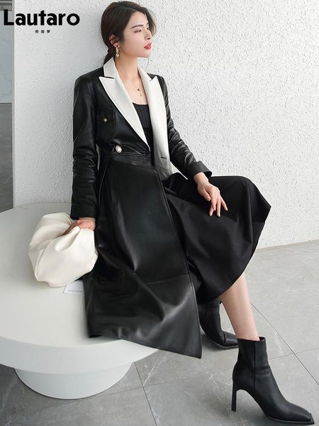 women's leather & faux lautaro autumn long white and black skirted blazer with peaked lapel double breasted elegant luxury overcoat sli
women's leather & faux lautaro autumn long white and black skirted blazer with peaked lapel double breasted elegant luxury overcoat sli