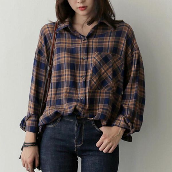 korean spring 2021 new women's blouse classic plaid long-sleeved shirt fashion cardigan female casual 27p3, Black;white
korean spring 2021 new women's blouse classic plaid long-sleeved shirt fashion cardigan female casual 27p3, Black;white