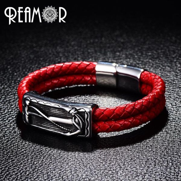 charm bracelets reamor 316l stainless steel red double leather male trendy pirate anchor & bangles women men jewelry, Golden;silver
charm bracelets reamor 316l stainless steel red double leather male trendy pirate anchor & bangles women men jewelry, Golden;silver