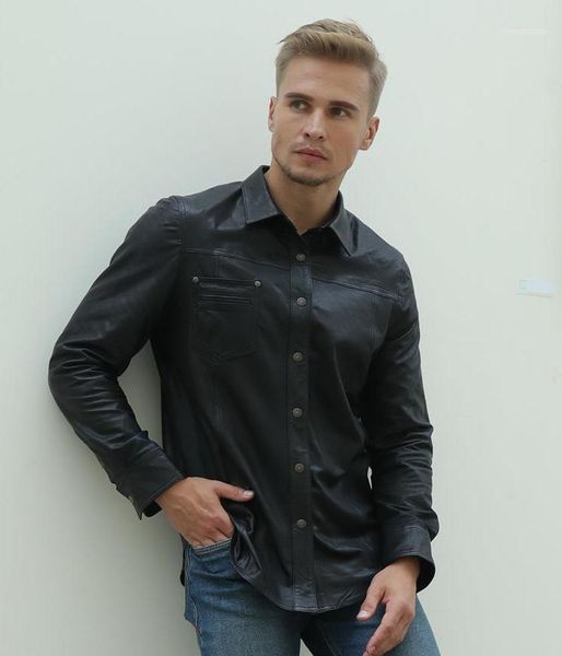men's leather & faux 2021 slim fit genuine england style skinny goatskin jacket men fashion nightclub bottoming shirt, Black
men's leather & faux 2021 slim fit genuine england style skinny goatskin jacket men fashion nightclub bottoming shirt, Black