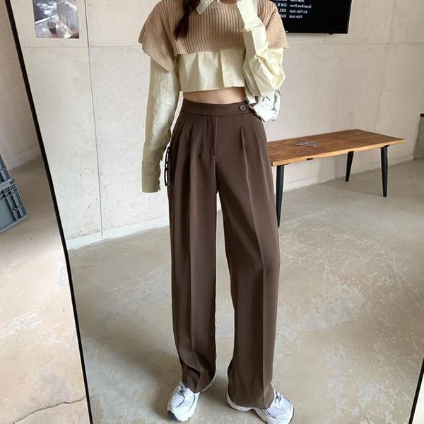 high waist suit wide leg pants women's 2021 spring straight loose casual pants, Black;white
high waist suit wide leg pants women's 2021 spring straight loose casual pants, Black;white