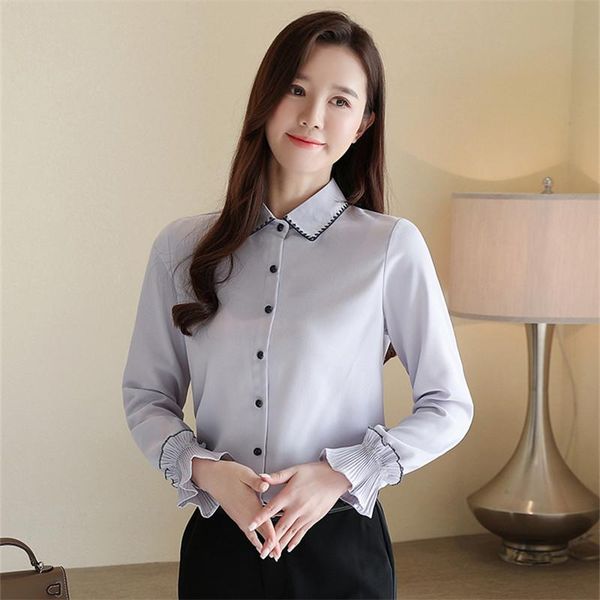 women's blouses & shirts casual female slim blouse korea spring brief ruffles chiffon office women blusas shirt, White
women's blouses & shirts casual female slim blouse korea spring brief ruffles chiffon office women blusas shirt, White