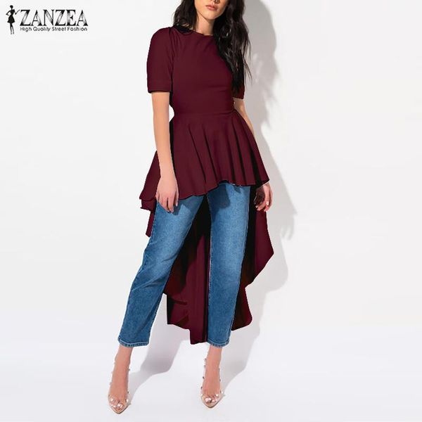 women's blouses & shirts zanzea summer short sleeve high low shirt lace up long fashion women asymmetrical blouse solid back zip blusa, White
women's blouses & shirts zanzea summer short sleeve high low shirt lace up long fashion women asymmetrical blouse solid back zip blusa, White