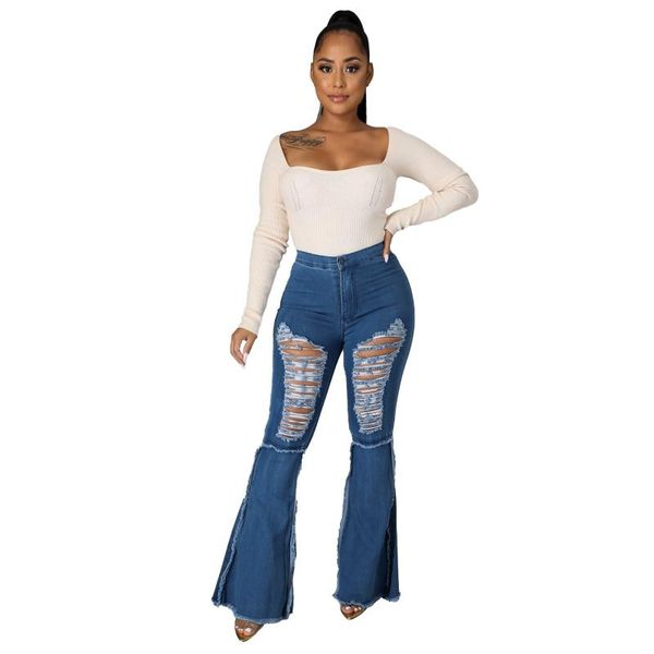 women's jeans retro denim pants fashion all-match stitching ripped hole washed flared pantalones de mujer jean femme, Blue
women's jeans retro denim pants fashion all-match stitching ripped hole washed flared pantalones de mujer jean femme, Blue