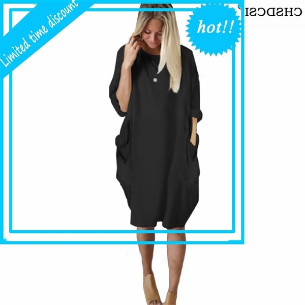 chsdcsi summer pocket ladies fashion women casual loss dress o nek female long mouwen streetwear 5xl plus size 6xl, Black
chsdcsi summer pocket ladies fashion women casual loss dress o nek female long mouwen streetwear 5xl plus size 6xl, Black