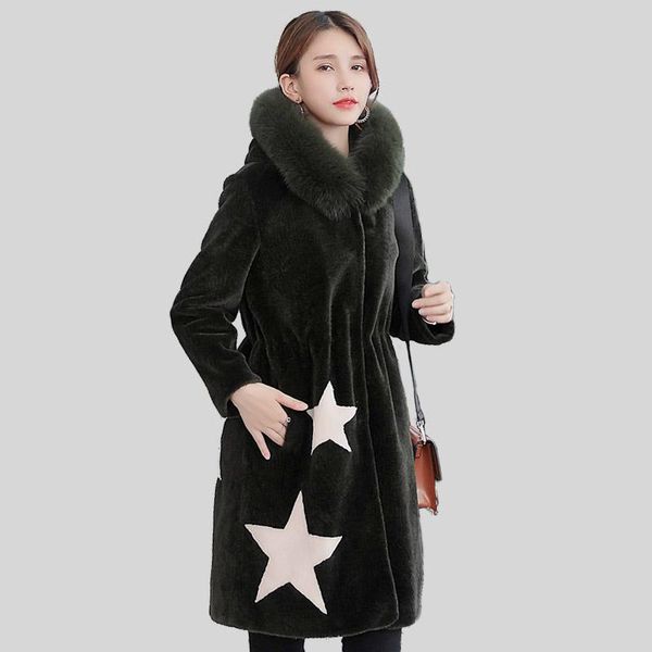 women's fur & faux women winter real wool coat long sheep shearing jacket natural collar hooded chaquetas invierno mujer yq1571, Black
women's fur & faux women winter real wool coat long sheep shearing jacket natural collar hooded chaquetas invierno mujer yq1571, Black
