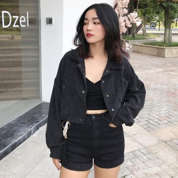 women's jackets 2021 korean short corduroy jacket autumn winter long sleeve loose bf black roupa feminina pendant pocket button light b, Black;brown
women's jackets 2021 korean short corduroy jacket autumn winter long sleeve loose bf black roupa feminina pendant pocket button light b, Black;brown