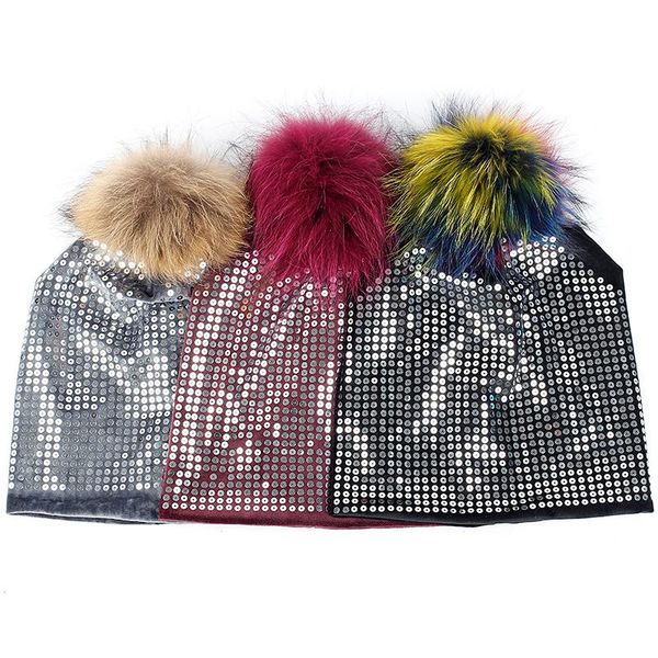 beanie/skull caps winter female velvet beanie headgear with sequins real raccoon fur hairball pompom skullies cap warm thick women gir, Blue;gray
beanie/skull caps winter female velvet beanie headgear with sequins real raccoon fur hairball pompom skullies cap warm thick women gir, Blue;gray