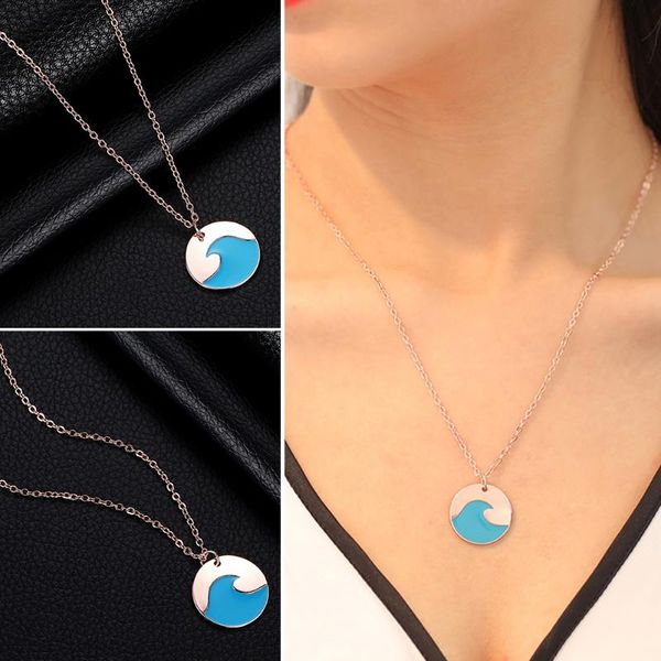 pendant necklaces creative alloy blue wave necklace simple exquisite o-chain jewelry, Silver
pendant necklaces creative alloy blue wave necklace simple exquisite o-chain jewelry, Silver