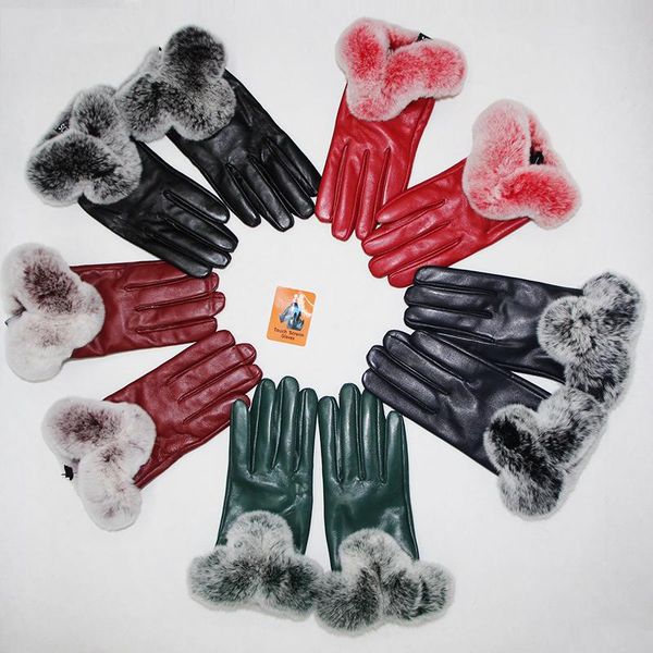 five fingers gloves touch screen female genuine leather warm glove 2021 natural fur luxury real rex women' mittens, Blue;gray
five fingers gloves touch screen female genuine leather warm glove 2021 natural fur luxury real rex women' mittens, Blue;gray