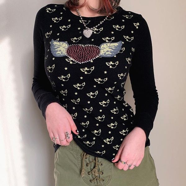 women's sweaters lugentolo black base sweater women fall fashion slim print long sleeves round neck pullover knit, White;black
women's sweaters lugentolo black base sweater women fall fashion slim print long sleeves round neck pullover knit, White;black