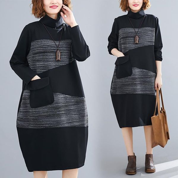 casual dresses long sleeve plus size black cotton vintage loose midi autumn elegant dress women clothes 2021 ladies gd22, Black;gray
casual dresses long sleeve plus size black cotton vintage loose midi autumn elegant dress women clothes 2021 ladies gd22, Black;gray