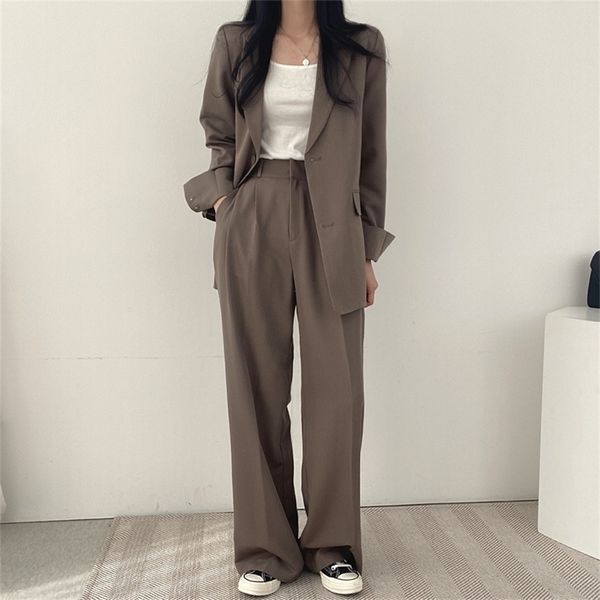 hzirip fashion lady chic two pieces sets  autumn loose blazers elegant suits straight formal solid  ol high waist pants 220315, White
hzirip fashion lady chic two pieces sets  autumn loose blazers elegant suits straight formal solid  ol high waist pants 220315, White