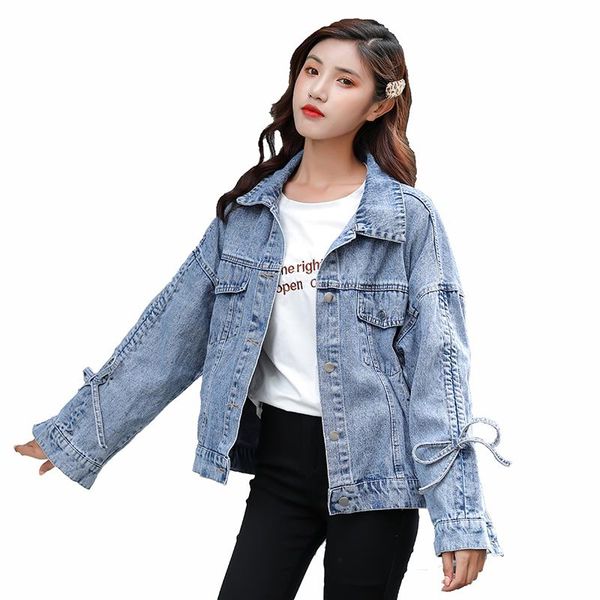 women's jackets lucyever spring women denim jacket fashion bow long sleeve turn down collar jeans coat casual button korean short cloth, Black;brown
women's jackets lucyever spring women denim jacket fashion bow long sleeve turn down collar jeans coat casual button korean short cloth, Black;brown