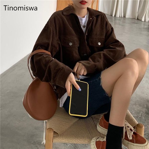 women's jackets corduory jacket women spring 2021 long-sleeve pockets solid color coats femme loose casual single breasted a685, Black;brown
women's jackets corduory jacket women spring 2021 long-sleeve pockets solid color coats femme loose casual single breasted a685, Black;brown