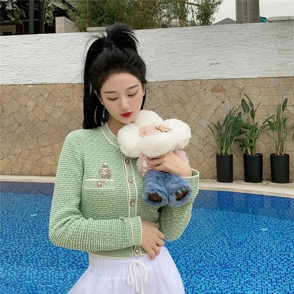 women's knits & tees french style elegant sweet pink green knitted cardigan women sweater short pockets slim pull femme jersey mujer, White
women's knits & tees french style elegant sweet pink green knitted cardigan women sweater short pockets slim pull femme jersey mujer, White