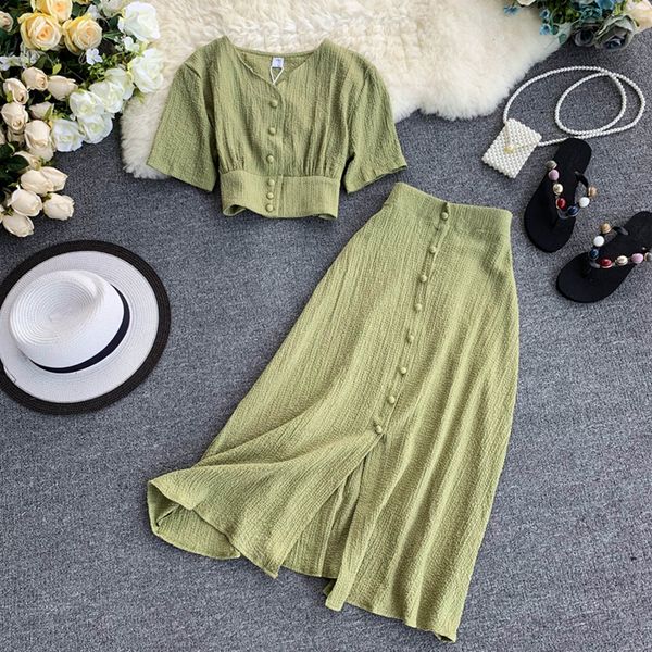 2021 new fashion women outfit summer v neck single-breasted crop + a line skirts suits woman vintage two piece sets clothes zdep, White
2021 new fashion women outfit summer v neck single-breasted crop + a line skirts suits woman vintage two piece sets clothes zdep, White