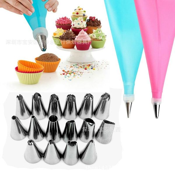 baking & pastry tools 18 pcs/set silicone bag nozzles tips diy icing piping cream reusable bags +16 nozzle set cake decorating
baking & pastry tools 18 pcs/set silicone bag nozzles tips diy icing piping cream reusable bags +16 nozzle set cake decorating